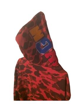 Bape Red & Dark Brown Shark Zip-Up Hoodie